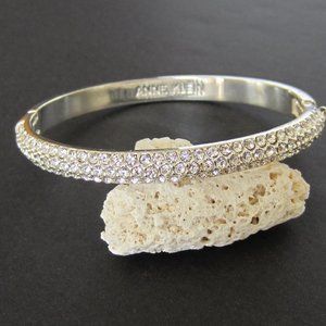 Anne Klein Silver Tone Pave Set Crystal Bangle